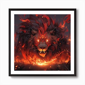 Fire Lion Art Print