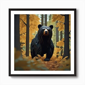 Black Bear In The Forest 5 Art Print