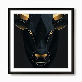 Black and Gold Bull Head Art Print