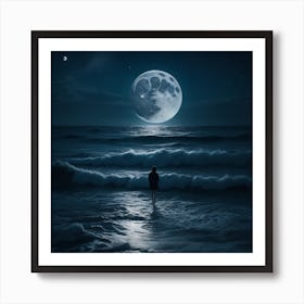 Full Moon In The Ocean Art Print