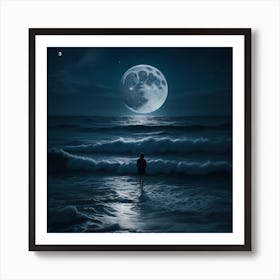 Full Moon In The Ocean Affiche