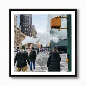 People On A Street In New York City Art Print