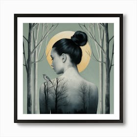 Woman In The Woods 1 Art Print