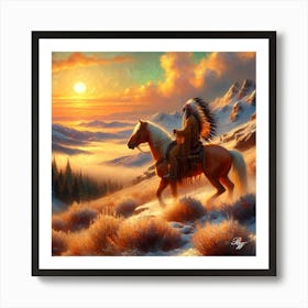 Native American Indian On Mountain 8 Copy Art Print