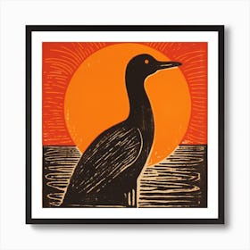 Retro Bird Lithograph Coot 1 Art Print