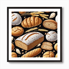 Seamless Pattern With Bread 1 Art Print