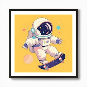 Astronaut Skateboarding 1 Art Print