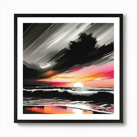 Sunset At The Beach 34 Art Print