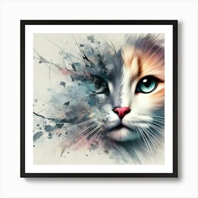 Splatter Art Cat Portrait Art Print