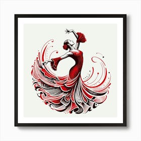 Line Art Flamenco Dancer Art Print