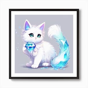 Ice Crystal Cat Art Print