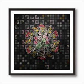 Vintage The Chinese Primrose Flower Wreath on Dot Bokeh Pattern n.0322 Art Print