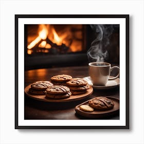 Christmas Cookies In Front Of Fireplace Art Print