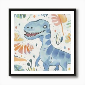 Cute Muted Pastels Giganotosaurus Dinosaur 3 Art Print