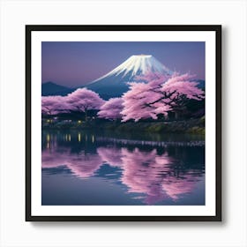 Cherry Blossoms On Mt Fuji Art Print