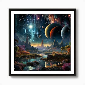 Planets Floating Art Print