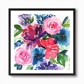 Cold Watercolor Bouquet Art Print