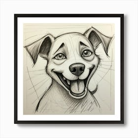 Happy Dog Drawing Art Print