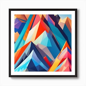 Abstract Colourful Geometric Mountains 1 Art Print