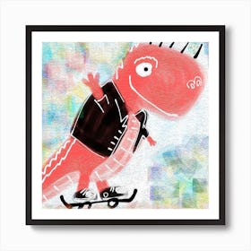 Dinosaur Skateboarder Art Print