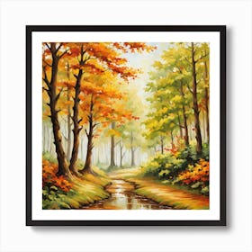Forest In Autumn In Minimalist Style Square Composition 284 Art Print