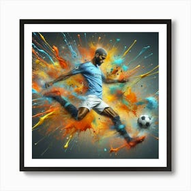 Soccer Player Kicking A Ball Art Print