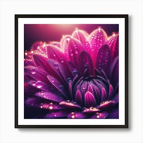 Purple Flower With Water Droplets 1 Art Print