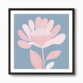 A White And Pink Flower In Minimalist Style Square Composition 495 Art Print