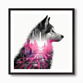 Dog silhouette 2 Art Print