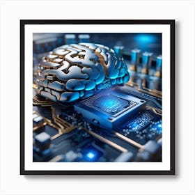 Brain On The Computer Chip Art Print