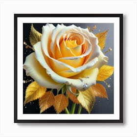 Gold plated white rose 3 Art Print