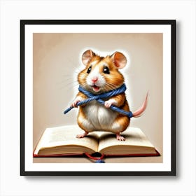 Hamster On A Book 3 Art Print