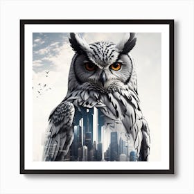 Owl In The City 2 Art Print