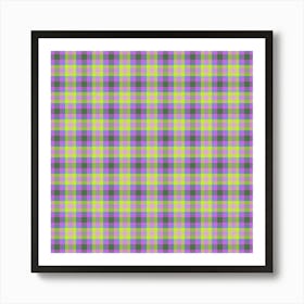 Purple And Yellow Checkered Fabric Art Print