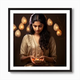 Indian Women In Diwali Art Print