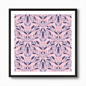 Pink Floral Diamond Square Art Print