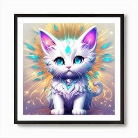 White Cat With Blue Eyes 1 Art Print