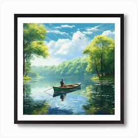 Man In A Boat 7 Art Print