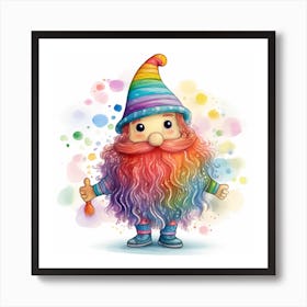 Colorful Gnome Art Print