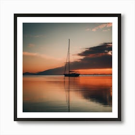 Sailboat At Sunset 5 Art Print