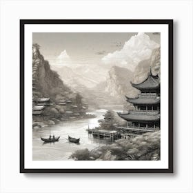 Chinese Village 1 Art Print