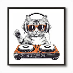 Cat Dj Art Print