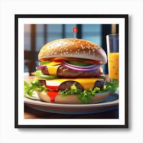 Hamburger On A Plate 188 Art Print