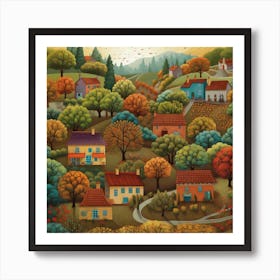 Autumn Village 1 Art Print