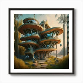 Huge colorful futuristic house design with vibrant details 10 Art Print