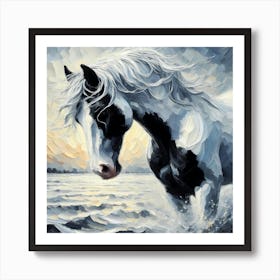 Horse In The Water Art Print