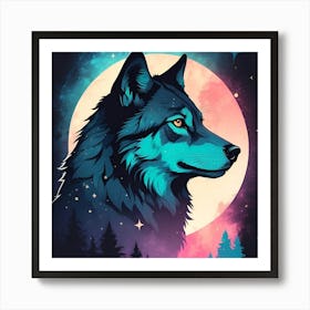 Wolf In The Moonlight Art Print