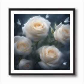 White Roses 1 Art Print