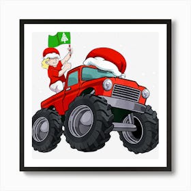 Woman Riding Monster Truck Christmas Pajama Car Engine Xmas Art Print