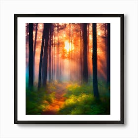 Sunrise In The Forest 1 Art Print